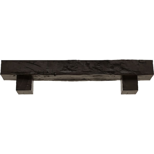 Kit W/ Alamo Corbels, Premium Walnut, 8H  X 10D X 60W Hand Hewn Faux Wood Fireplace ManteL